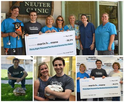 GernaderJake visits Marin Humane to present a check for more than $38000